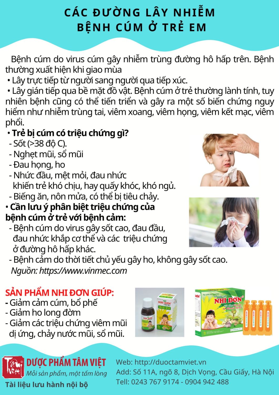 CÁC ĐƯỜNG LÂY NHIỄM BỆNH CÚM Ở TRẺ EM